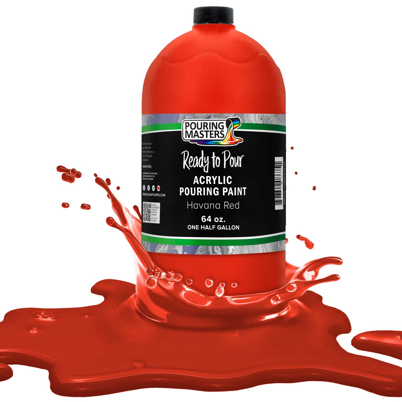 Pouring Masters Havana Red Ready to Pour Acrylic Pouring Paint - Premium 64-Ounce Pre-Mixed Fluid Acrylic Paint - Fluid Art Supplies for Canvas, Wood, Paper, Tile & Rocks